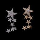 1pc Fashion Shiny Crystal Women Stars Right Ear Clip Clamp Earrings Ear Cuff for Women Gold