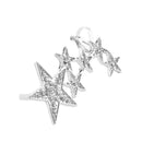 1pc Fashion Shiny Crystal Women Stars Right Ear Clip Clamp Earrings Ear Cuff for Girls Silver