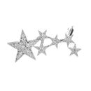 1pc Fashion Shiny Crystal Women Stars Right Ear Clip Clamp Earrings Ear Cuff for Girls Silver