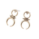 Vintage Cool Punk Style Antique Gold Half Moon Shape Ear Stud Earrings for Women