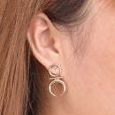 Vintage Cool Punk Style Antique Gold Half Moon Shape Ear Stud Earrings for Women