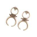 Vintage Cool Punk Style Antique Gold Half Moon Shape Ear Stud Earrings for Women