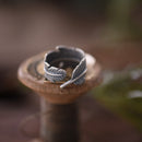 Cool Retro Sterling Silver FEATHER Ring Punk Rocker Finger Wrap Accessories
