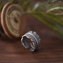 Cool Retro Sterling Silver FEATHER Ring Punk Rocker Finger Wrap Accessories
