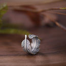 Cool Retro Sterling Silver FEATHER Ring Punk Rocker Finger Wrap Accessories