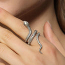 Vintage Sterling Silver SNAKE Ring Punk Rocker Biker Finger Wrap Accessory