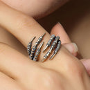 Cool Sterling Silver Dragon Claw Long Ring Punk Rock Finger Wrap Accessory