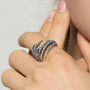 Cool Sterling Silver Dragon Claw Long Ring Punk Rock Finger Wrap Accessory