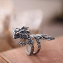 Sterling Silver Dragon Long Ring Punk Rocker Biker Finger Wrap Accessory