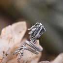Sterling Silver Dragon Long Ring Punk Rocker Biker Finger Wrap Accessory