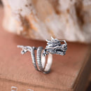 Sterling Silver Dragon Long Ring Punk Rocker Biker Finger Wrap Accessory