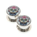1Pair Skull Ear Tunnel Plug Expander Earrings Stretcher Fashion Body Jewelry 8mm