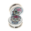 1Pair Skull Ear Tunnel Plug Expander Earrings Stretcher Fashion Jewelry 22mm