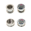1Pair Skull Ear Tunnel Plug Expander Earrings Stretcher Fashion Jewelry 22mm