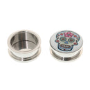 1Pair Skull Ear Tunnel Plug Spread Earrings Stretcher Body Jewelry 25mm