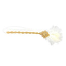 Vintage 1920s Gatsby Crystal Applique Headband Feather Flapper Wedding Headpiece Gold
