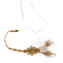 Vintage 1920s Gatsby Crystal Applique Headband Feather Flapper Wedding Headpiece Gold