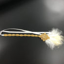 Vintage 1920s Gatsby Crystal Applique Headband Feather Flapper Wedding Headpiece Gold