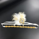 Retro 1920s Gatsby Crystal Headband Feather Flapper Wedding Headpiece Gold