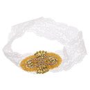 Crystal Rhinestone White Lace Headband for Wedding Bridal Baby Girls Hair Accessories Hair Jewelry