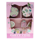 24 sets Christmas Theme Cake Toppers and Cupcake Wrappers Party Favors