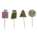 24 sets Christmas Theme Cake Toppers and Cupcake Wrappers Party Favors