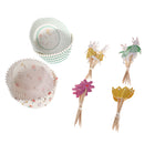 24 sets Rabbit Flower Design Cake Toppers and Cupcake Wrappers Kits Wedding Party Supplies Favors