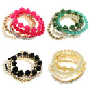 Multilayer Beige Rose Flower Sweet Candy Elastic Bracelet Jewelry for Women Gifts