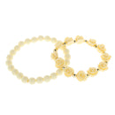 Multilayer Beige Rose Flower Sweet Candy Elastic Bracelet Jewelry for Women Gifts