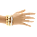 Multilayer Beige Rose Flower Sweet Candy Elastic Bracelet Jewelry for Women Gifts