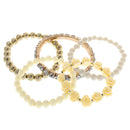 Multilayer Beige Rose Flower Sweet Candy Elastic Bracelet Jewelry for Women Gifts