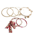 Fashion Vintage Women Bowknot Bow Faux Pearl Red Cloth Multilayer Bracelet