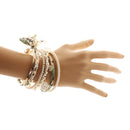 Fashion Vintage Bowknot Bow Faux Pearl Green Cloth Multilayer Bracelet