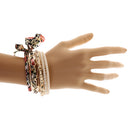 Fashion Vintage Bowknot Bow Faux Pearl Black Cloth Multilayer Bracelet