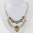 Women Party Fashion Jewelry Antique Gold Tassel Flower Carved Pendant Necklace
