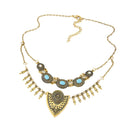 Women Party Fashion Jewelry Antique Gold Tassel Flower Carved Pendant Necklace