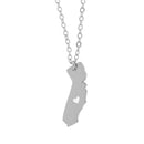 Silver Stainless Steel Heart of US California State Pendant Chain Necklace Gift