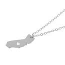 Silver Stainless Steel Heart of US California State Pendant Chain Necklace Gift