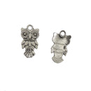 Retro Tibetan Silver Owl Bird Charms Pendants DIY Jewelry Making Findings Pack of 50Pcs