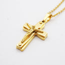 Stainless Steel Gold Cross Jesus Crucifix Pendant Necklace For Men Women