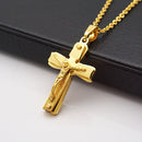 Stainless Steel Gold Cross Jesus Crucifix Pendant Necklace For Men Women