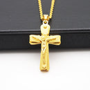 Stainless Steel Gold Cross Jesus Crucifix Pendant Necklace For Men Women