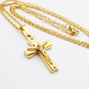 Stainless Steel Gold Cross Jesus Crucifix Pendant Necklace For Men Women