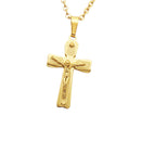 Stainless Steel Gold Cross Jesus Crucifix Pendant Necklace For Men Women