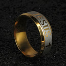 8MM Men Women Stainless Steel Jesus Christ Church for Wedding Band Ring Gold