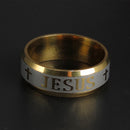 8MM Men Women Stainless Steel Jesus Christ Church for Wedding Band Ring Gold