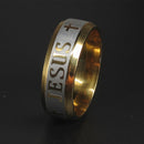 8MM Men Women Stainless Steel Jesus Christ Church for Wedding Band Ring Gold