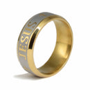 8MM Men Women Stainless Steel Jesus Christ Church for Wedding Band Ring Gold