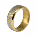 8MM Men Women Stainless Steel Jesus Christ Church for Wedding Band Ring Gold