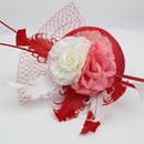 Women Girls Ladies Fashionable Feather Net Fascinator Hat Cap Wedding Prom Party Headband Headpiece Head Accessory Red